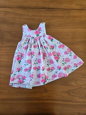 SweetHoney Pink Rose Print Tank Dress for Girls